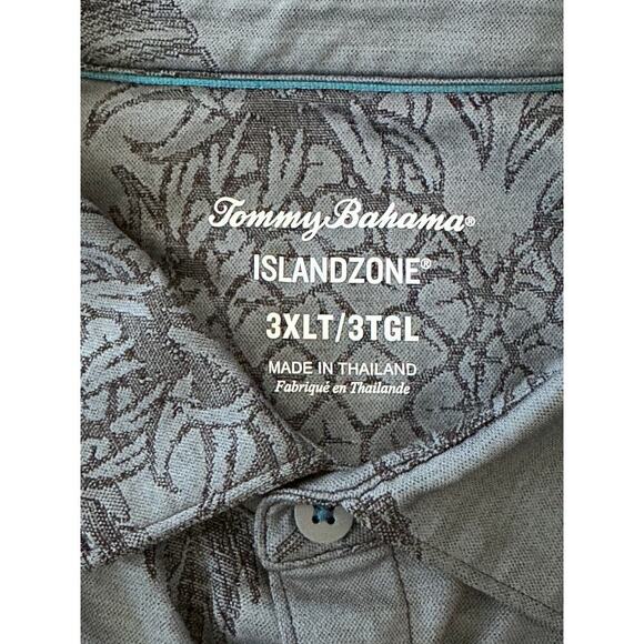 Tommy Bahama Men's Gray & Black Pina Grove Camp Button Down Shirt Size 3XLT - Picture 8 of 10